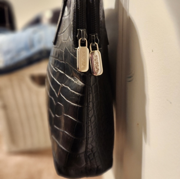 Vintage Furla black Italian leather crocodile purse - Picture 5 of 12